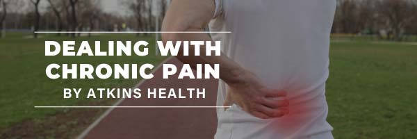 Text says: 'Dealing with chronic pain by Atkins Health'.